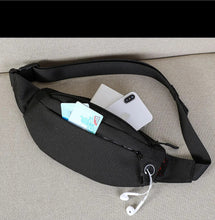 Load image into Gallery viewer, Crossbody Bag, 4 Zippered Pockets, Headphone Outlet, 20-50&quot; Adjustable Belt
