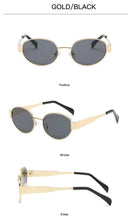 Load image into Gallery viewer, Oval Sunglasses Gold Color Frames Black Lens
