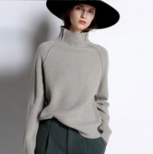 Load image into Gallery viewer, 100% Cashmere Turtleneck Sweater Gray
