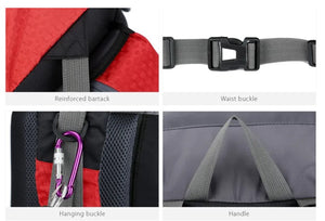 Closeup views of parts of 60L Outdoor Backpack Waterproof Lightweight 