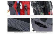 Load image into Gallery viewer, Closeup views of parts of 60L Outdoor Backpack Waterproof Lightweight 
