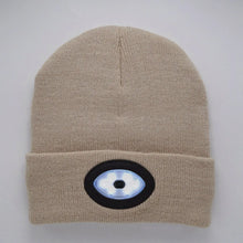 Load image into Gallery viewer, Beige Beanie With USB Heaadlamp
