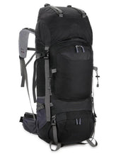 Load image into Gallery viewer, Black 60L Hiking Backpack Ergonomic and Padded With Whistle

