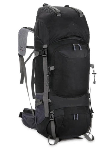 Black 60L Hiking Backpack Ergonomic and Padded With Whistle