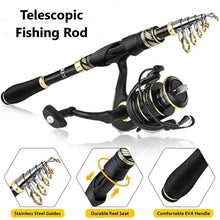 Load image into Gallery viewer, Fishing Rod and Reel Combo, Telescopic Fishing Rod Kit with Spinning Reel
