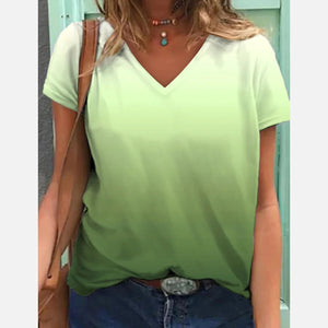 Womens Loose Lightweight T-Shirts With Gradient Color Combinations