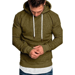 Mens Hooded Sweatshirt Solid Color Long Sleeve Rich Polyester Texture