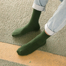 Load image into Gallery viewer, Green Crew Socks on Feet
