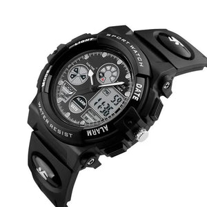 Kids Waterproof Analog Watch LED Multifunction Black