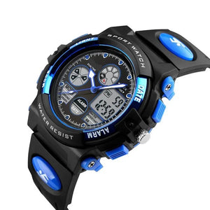 Kids Waterproof Analog Watch LED Multifunction Blue