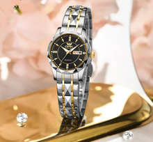 Load image into Gallery viewer, Luxury Womens Waterproof Watch Silver Black
