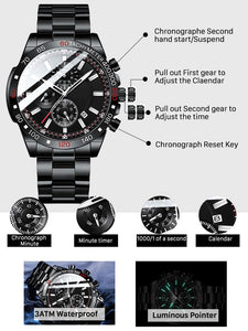 Mens Luxury Sports Watch Closeup of features