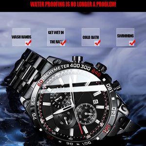 Closeup of Waterproof features in Mens Luxury Sports Watch