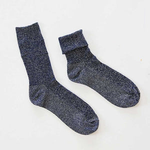 Shiny Solid Color Socks 8 Colors of Cotton Polyester Fold-Over Cuff
