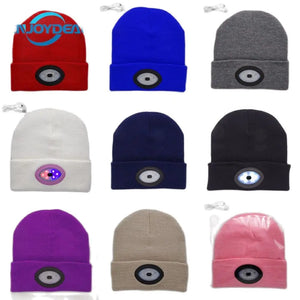 Beanies With USB Heaadlamp Red Blue Gray White Black Brown Purple Beige Pink