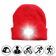 Load image into Gallery viewer, Red Beanie With USB Heaadlamp Shining
