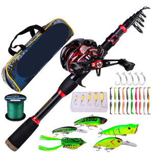Baitcasting Fishing Rod & Reel Combo Set With Bag and Full Tackle Kit