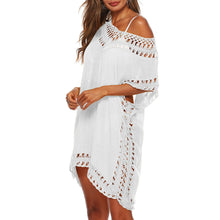 Load image into Gallery viewer, Women&#39;s Loose Swimsuit Cover Up Dress With Eyelet Lace Style Adornment
