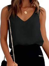 Load image into Gallery viewer, Silky V Neck Sleeveless Camisole Black
