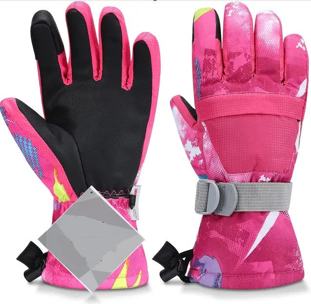 Winter Waterproof Ski Gloves Pink