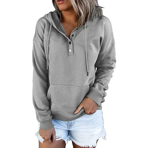 Womens Button Up Hoodie Gray