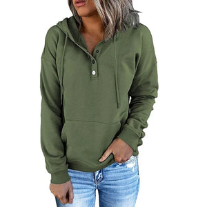 Womens Button Up Hoodie Olive Green