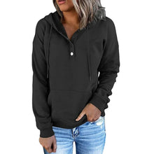 Load image into Gallery viewer, Womens Button Up Hoodie Black
