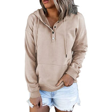 Load image into Gallery viewer, Womens Button Up Hoodie Beige
