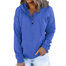 Load image into Gallery viewer, Womens Button Up Hoodie Blue

