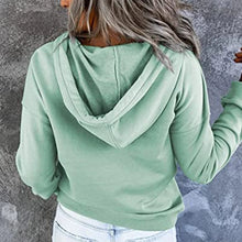 Load image into Gallery viewer, Womens Button Up Hoodie  Back View Green
