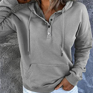 Womens Button Up Hoodie  Gray