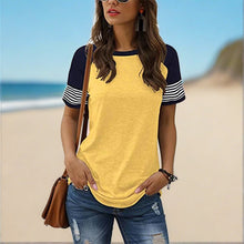 Load image into Gallery viewer, Yellow Shirt With Black and Stripe Sleeves

