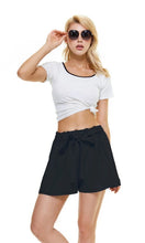 Load image into Gallery viewer, women&#39;s elastic waist loose shorts black
