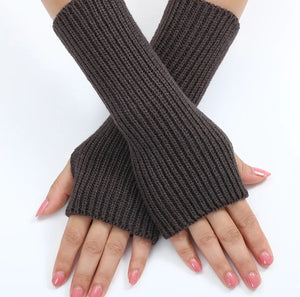 Fingerless Knit Gloves Dark Gray