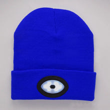 Load image into Gallery viewer, Blue Beanie With USB Heaadlamp
