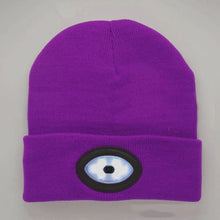 Load image into Gallery viewer, Purple Beanie With USB Heaadlamp
