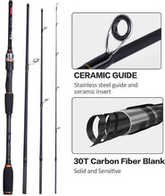 Load image into Gallery viewer, Closeup of Carbon Fiber Spinning Baitcasting Lure Rod
