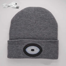 Load image into Gallery viewer, Gray Beanie With USB Heaadlamp
