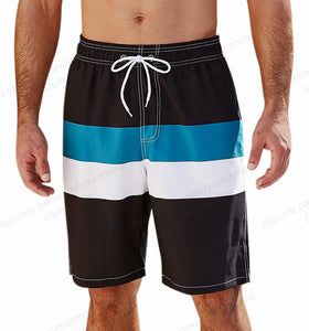 black, hite, blue and gray men's board shorts