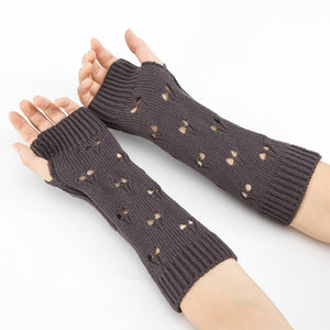 Fingerless Knit Gloves in 6 Colors For Wear With or Without Sleeves