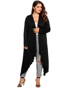 Black Womens Full Length Cardigan Style Loose-fitting Oversize Sweater