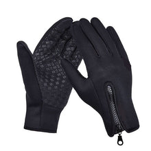 Load image into Gallery viewer, Warm Winter Gloves Touch Fingertips Zip Closure Black
