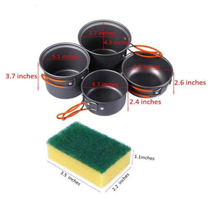 Ultralight Camping Cookware Display with Measurements