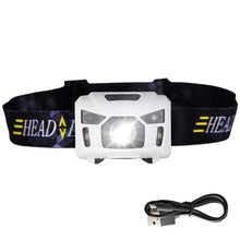 Load image into Gallery viewer, White Motion Sensor Headlamp and USB cable
