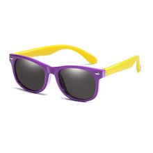 Load image into Gallery viewer, kids polarized sunglasses purple and yellow
