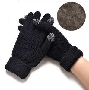 Black Women's Knitted Full Finger Gloves