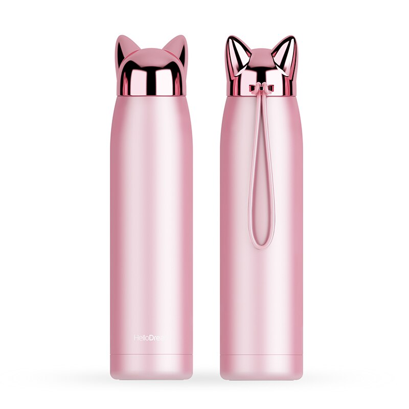 Stainless Steel Insulated Eater Bottle Front and Rear View Pink