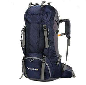 Front View Blue 60L Hiking Backpack