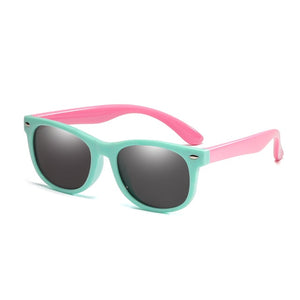 kids polarized sunglasses aqua green and pink