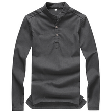 Load image into Gallery viewer, Mens Long Sleeve T Shirt Loose Casual Fit Front Button Placket
